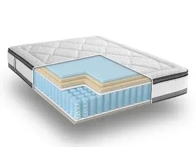 Hybrid mattress at BoxDrop Daytona Beach with the cover opened to show foam over coils